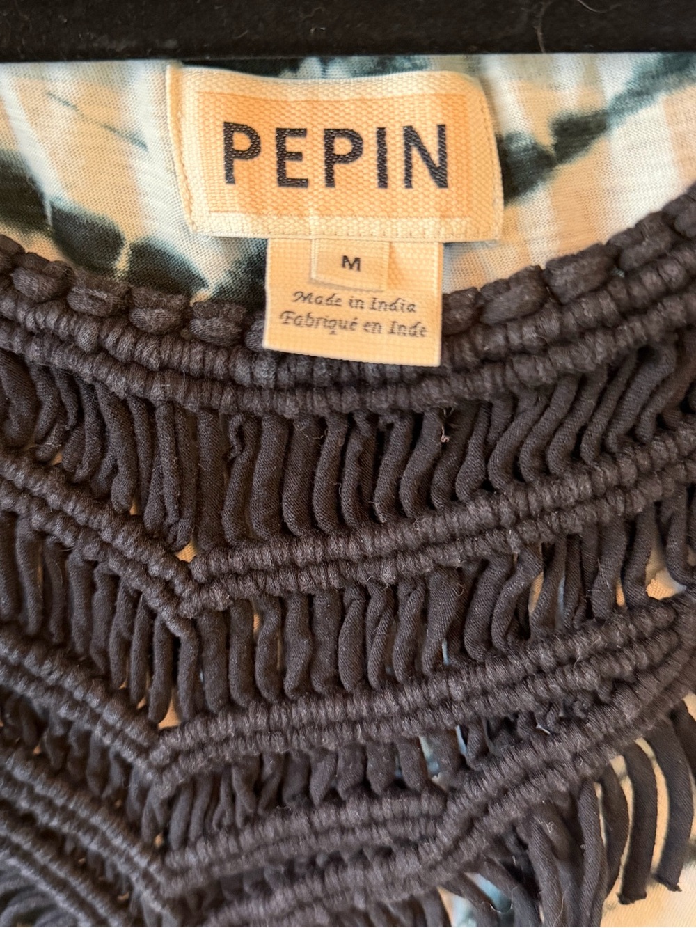 Pepin Tie Dye Macramé Fringe Tunic Top SIZE MEDIUM - Picture 5 of 7